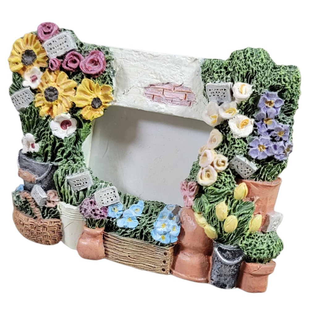 Vintage 90s Figi Graphics Picture Frame Mini Flower Garden Floral Resin Cottage